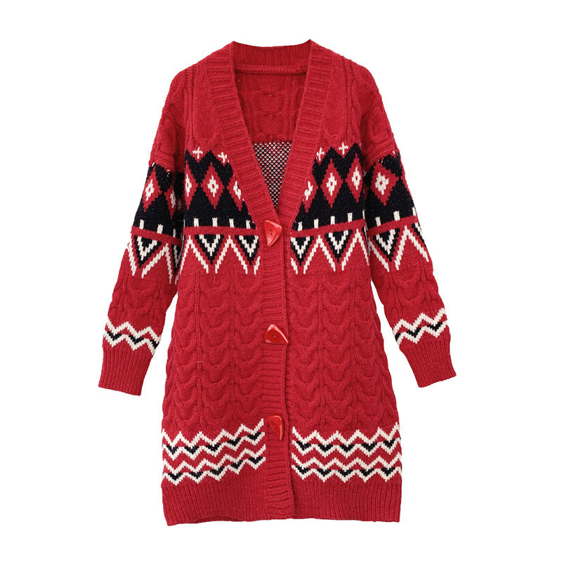 Suéter chaqueta de mujer de longitud media suelta estilo coreano