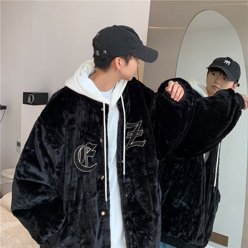 Winter Thickened American Retro Alphabet Baseball Uniform