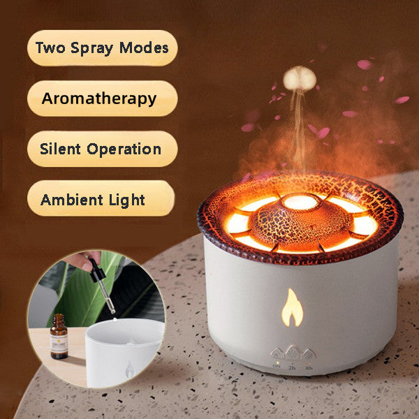Nouveau humidificateur d'huile essentielle à ultrasons créatif diffuseur d'humidificateur de flamme d'air de méduse de pulvérisation de Machine d'aromathérapie de volcan