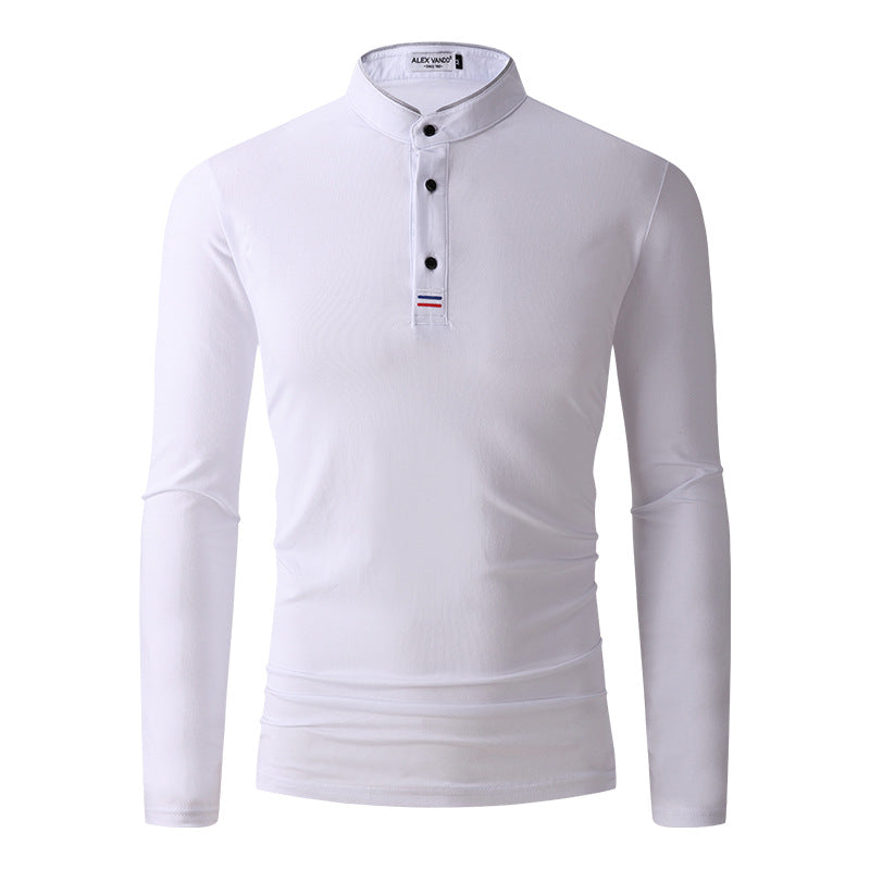 Men's Clothing Men's Long Sleeve Stand Collar Polo Shirt Polo Shirt