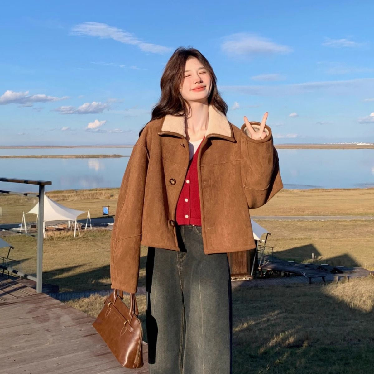 New Lamb Wool Coat Female Leather