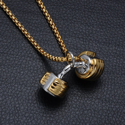 Dumbbell Pendant Stainless Steel Necklace Sporty Style