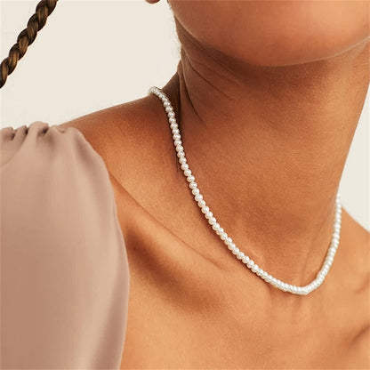 Imitation Perle Plaqué 14k Or Clavicule Chaîne Simple Collier De Perles De Haute Qualité Pour Les Femmes