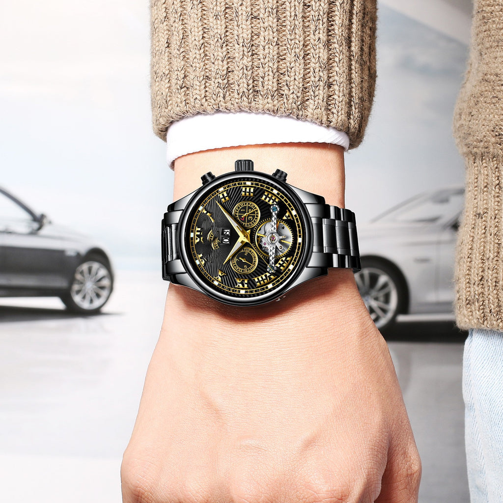 Reloj mecánico completamente automático para hombre Calendario de moda a prueba de agua