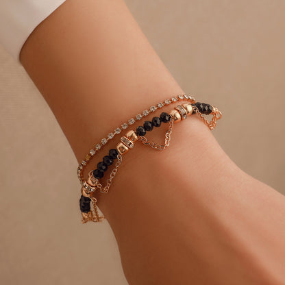 Pulsera de borla de diamantes con cuentas de estilo étnico