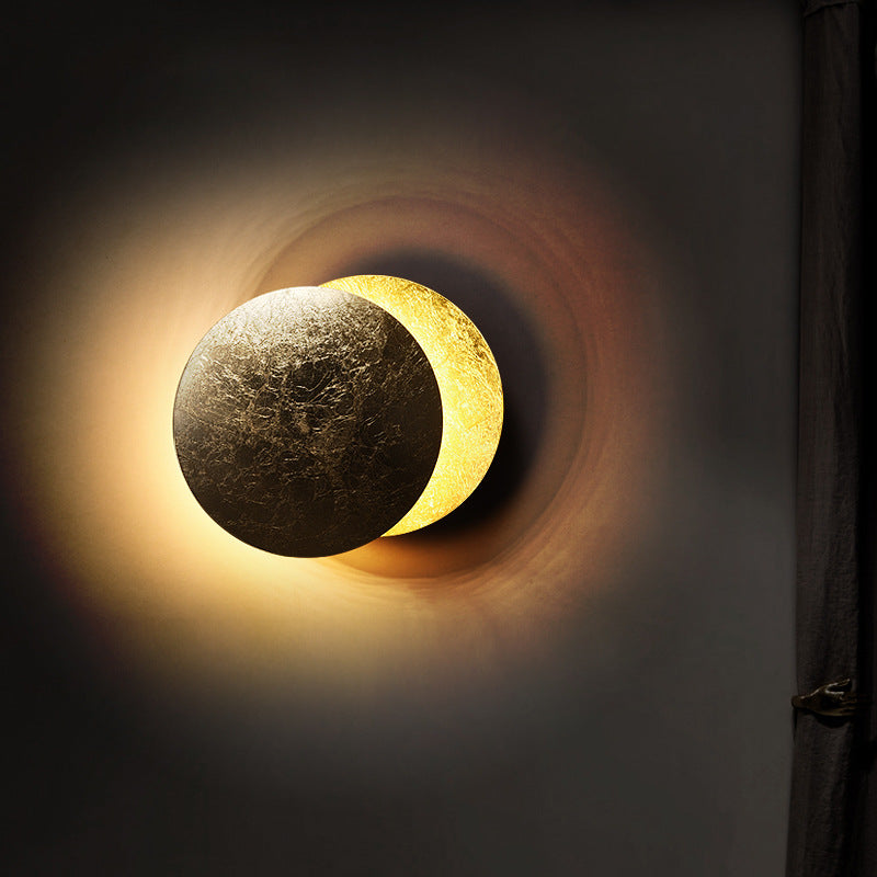 Lámpara de pared nórdica minimalista moderna con concepto de luna y eclipse solar