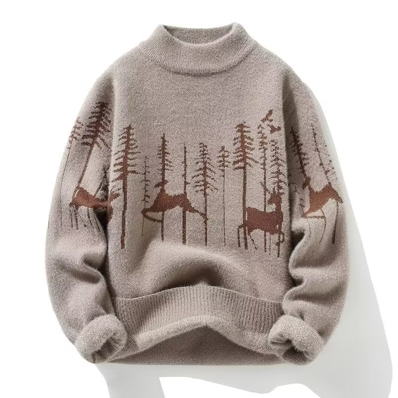 Autumn And Winter Half Turtleneck Sweater Men's Korean Style