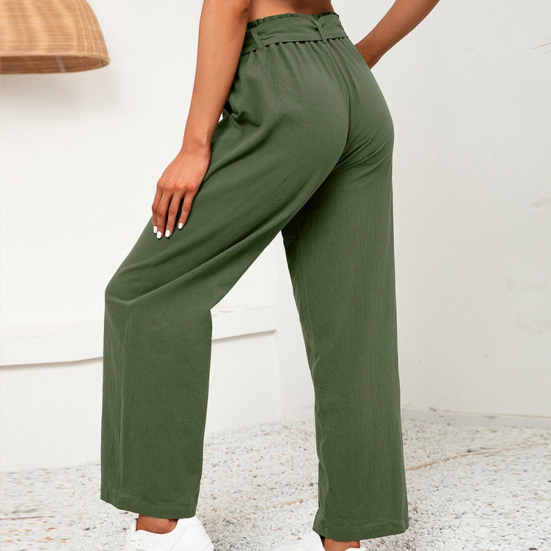 Fashion Casual Loose Tie Wide Leg Pants Women