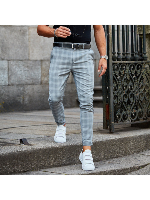 Pantalones casuales a cuadros para hombre