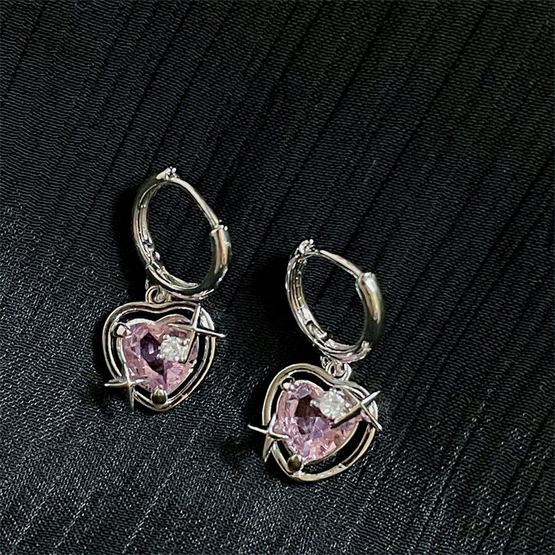 Peach Galaxy Zircon Earrings Niche