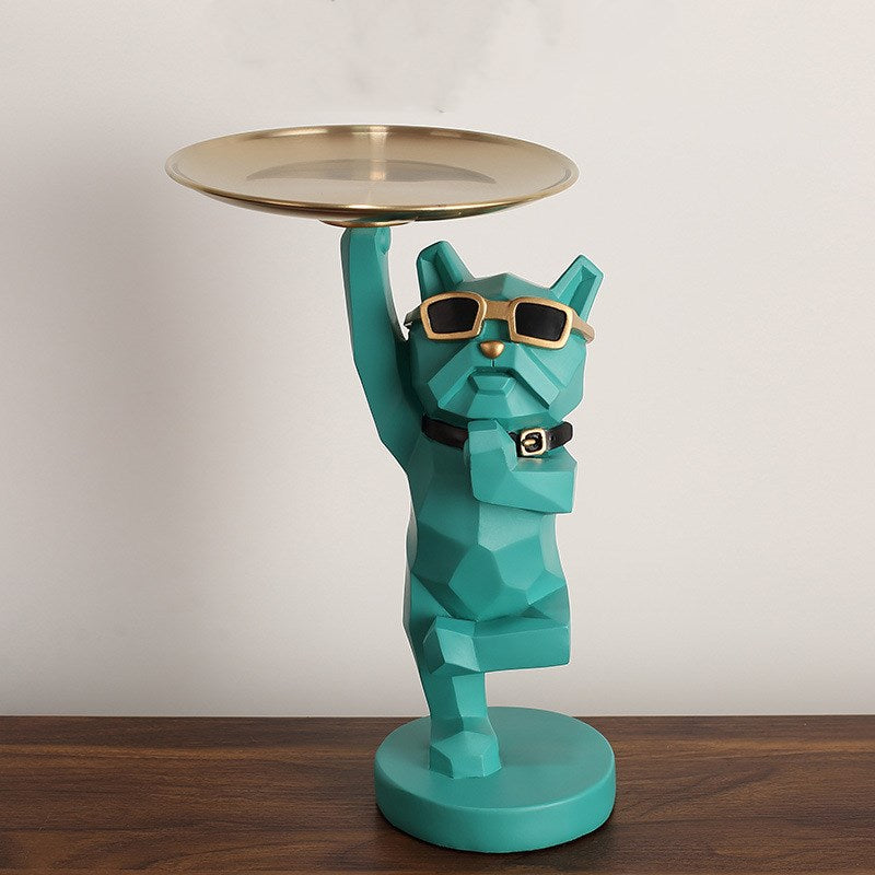 Light Luxury French Fighting Dog Creative Shoe Cabinet Key Storage Tray Decoration