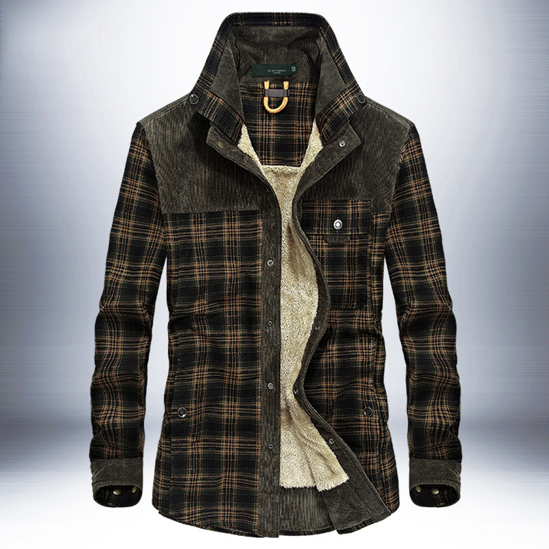 Chaqueta de invierno para hombre, chaquetas gruesas y cálidas de lana, abrigos, chaqueta a cuadros de algodón puro, ropa militar