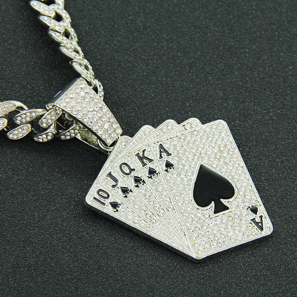 Pendentif Poker incrusté de diamants Collier Accessoires Pendentif