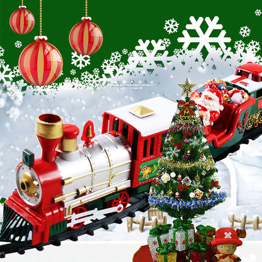 Juego de tren ferroviario de juguete eléctrico para niños de juguete de tren de vagón eléctrico de Navidad