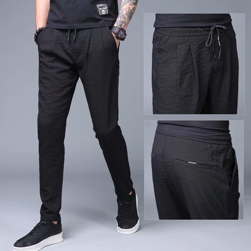 Pantalones largos de verano de seda de hielo para hombre.