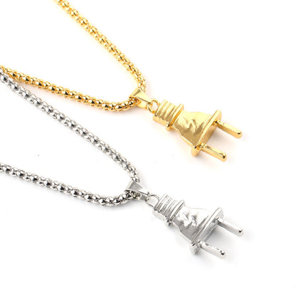 Creative Personality Alloy Lightning Plug Pendant Necklace