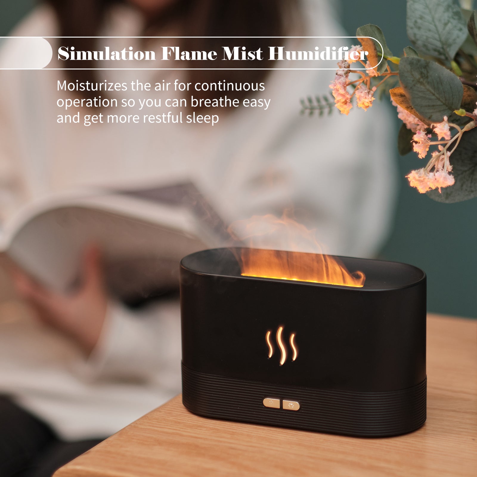 Diffuseur d'arômes avec humidificateur à brouillard léger à flamme Diffuseur d'aromathérapie avec protection automatique sans eau pour spa, bureau de yoga à domicile