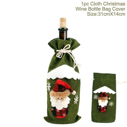 Decoraciones navideñas Botella de vino navideña Calcetines