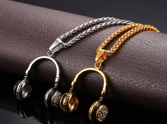 biker hiphop 316L stainless steel Headset Necklace for Men