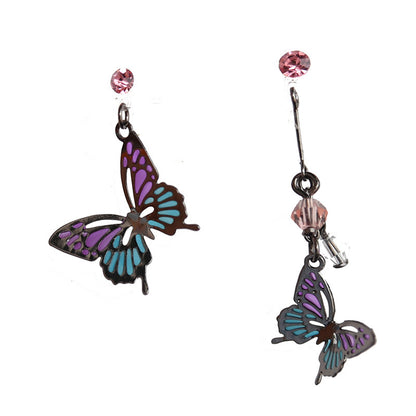 Asymmetric Butterfly Oil Dripping Enamel Resin Ear Clip