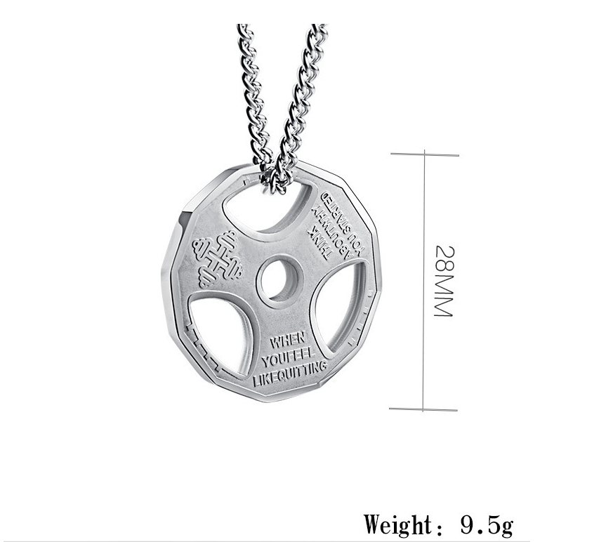 European and American fitness dumbbell exercise barbell necklace pendant jewelry wholesale tide brand men DZ114