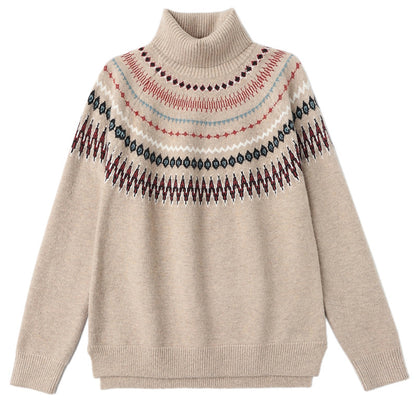 High neck jacquard sweater