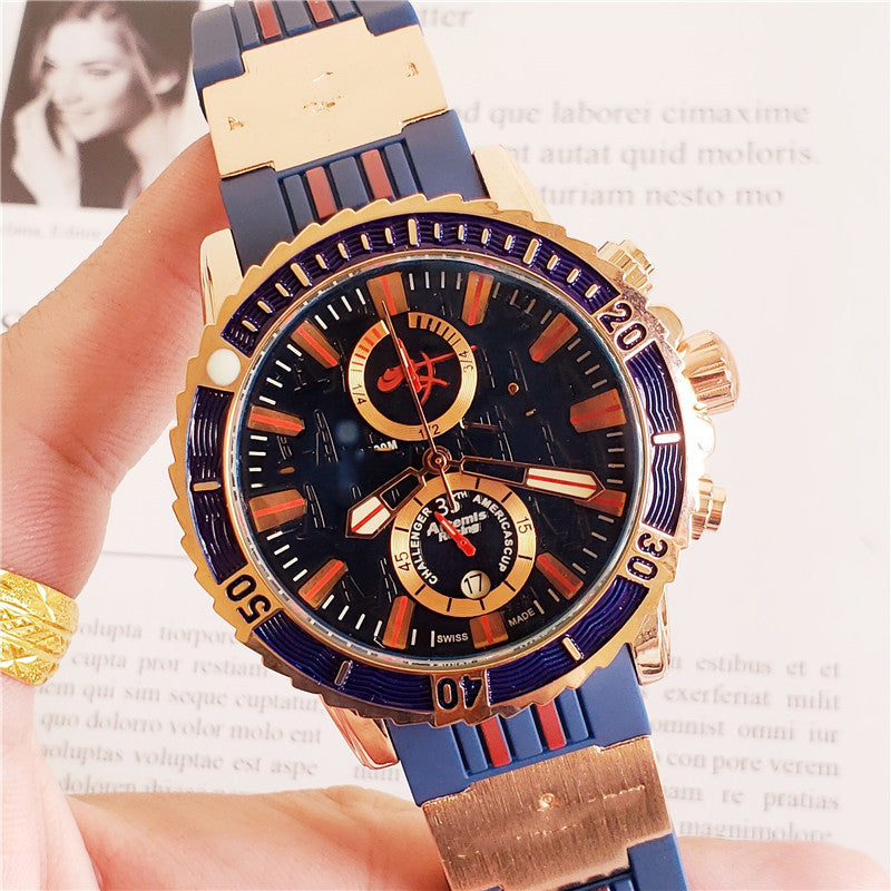 Reloj Atenas con cinta de cuarzo y 5 agujas para hombre