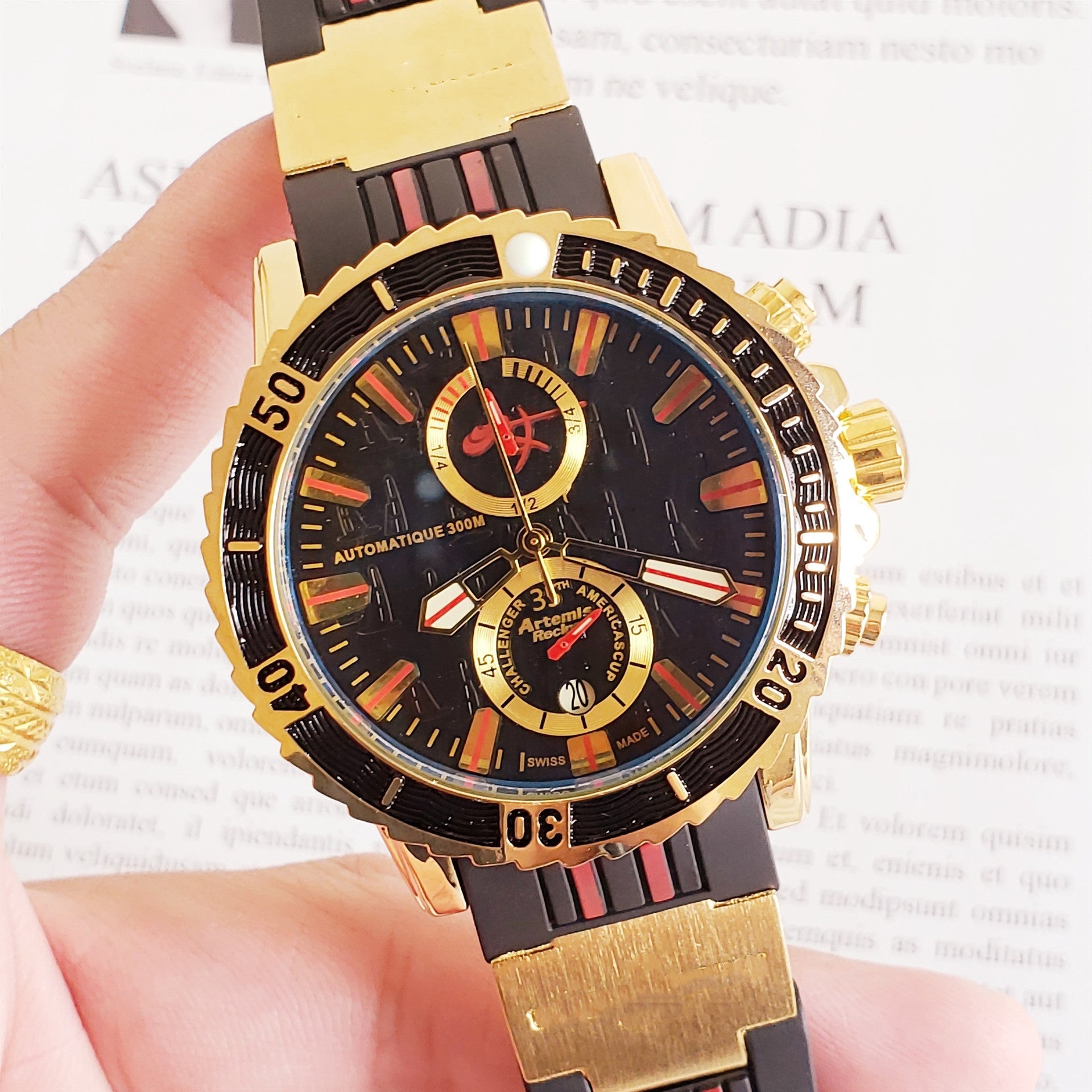 Reloj Atenas con cinta de cuarzo y 5 agujas para hombre