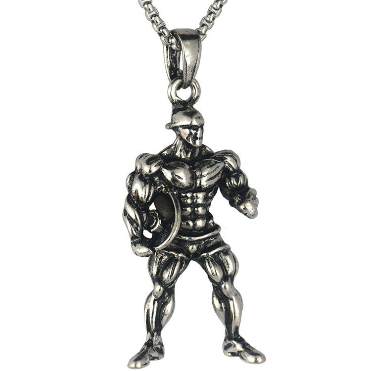 Barbell Weightlifting Necklace Men's Personalized Fitness Pendant