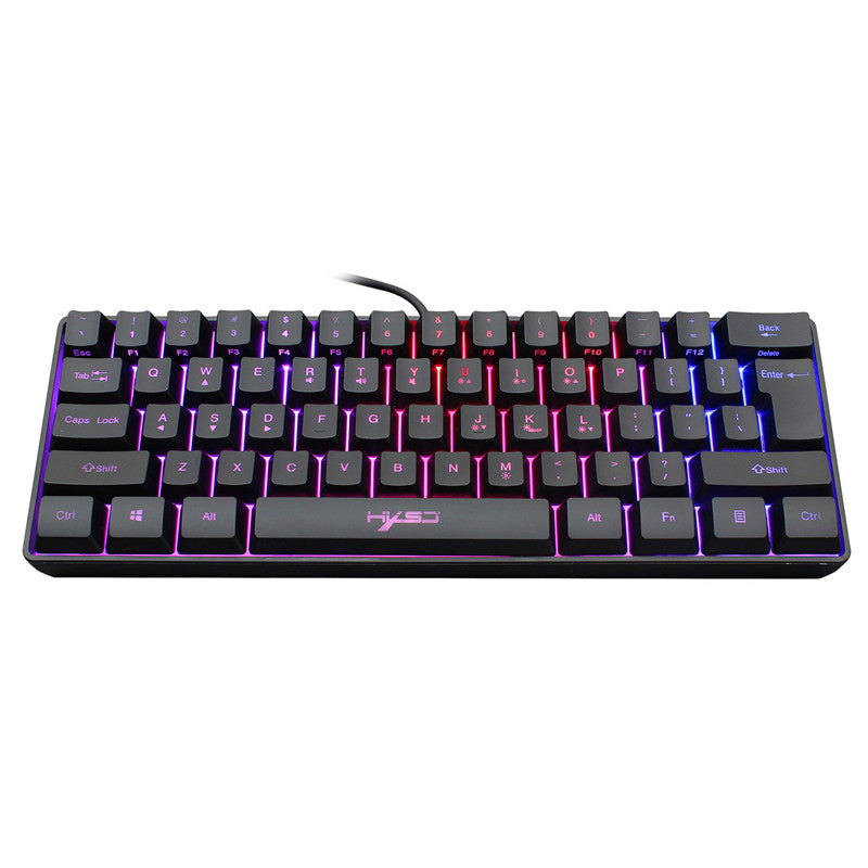 Teclado de membrana para juegos de 61 teclas Mini teclado con luz RGB