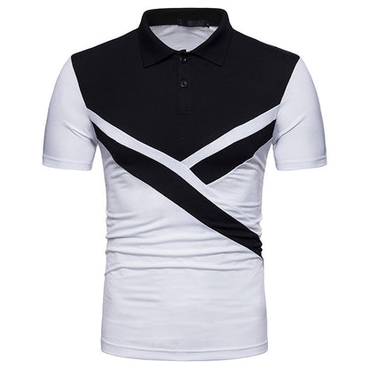 Irregular Stitching Short-Sleeved t-Shirt Polo Shirt