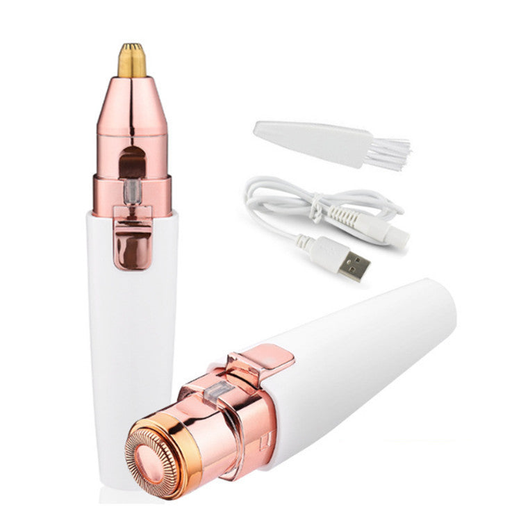 Rasoir de rouge à lèvres de charge USB 2 en 1 Mini tondeuse à sourcils électrique rasoir facial Instrument d'épilation