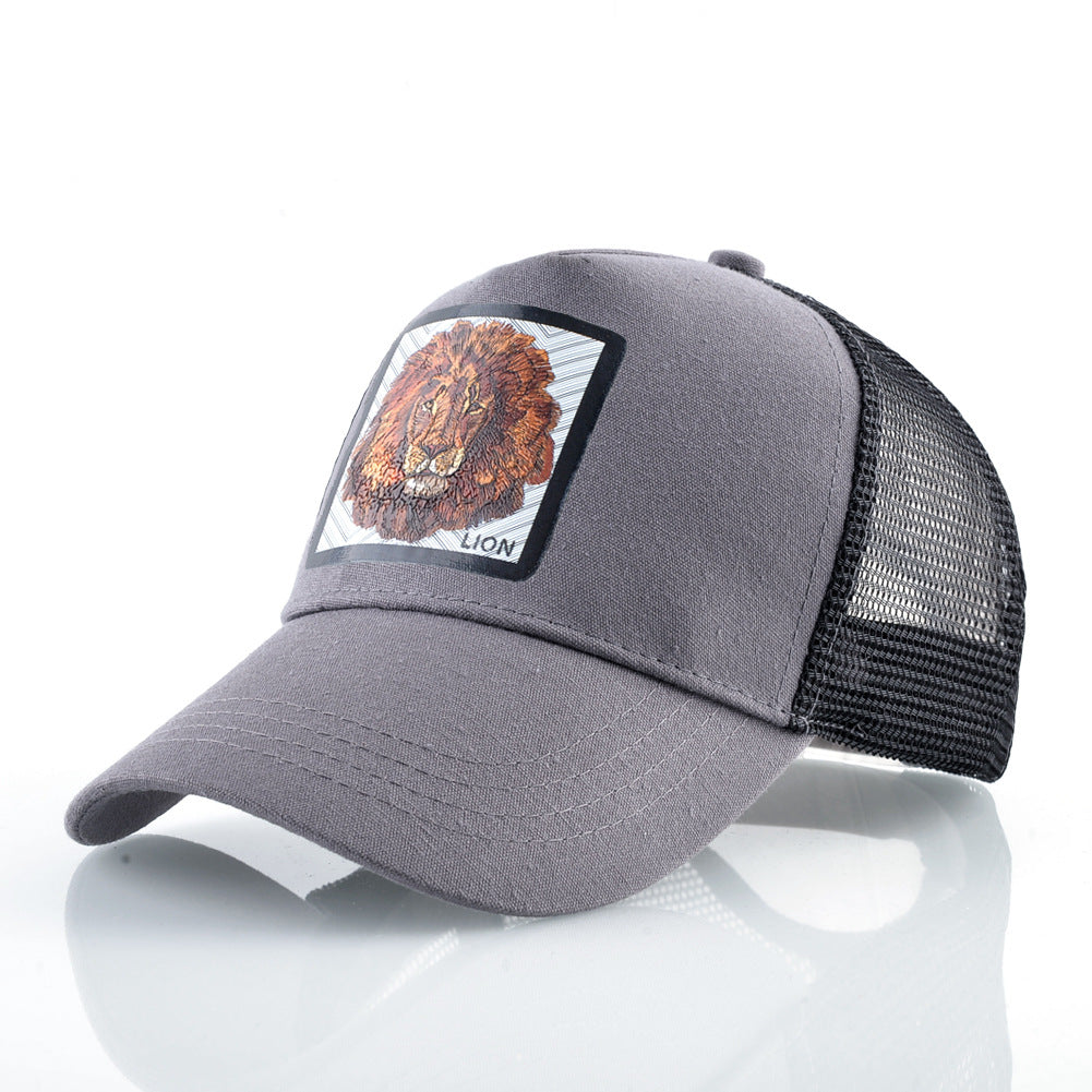 Mesh Lion Pattern Colorblock Baseball Cap