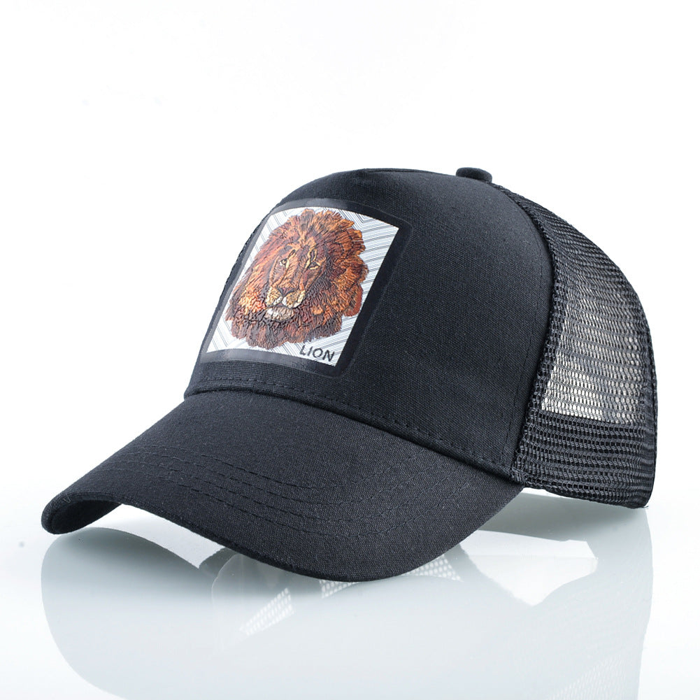 Mesh Lion Pattern Colorblock Baseball Cap