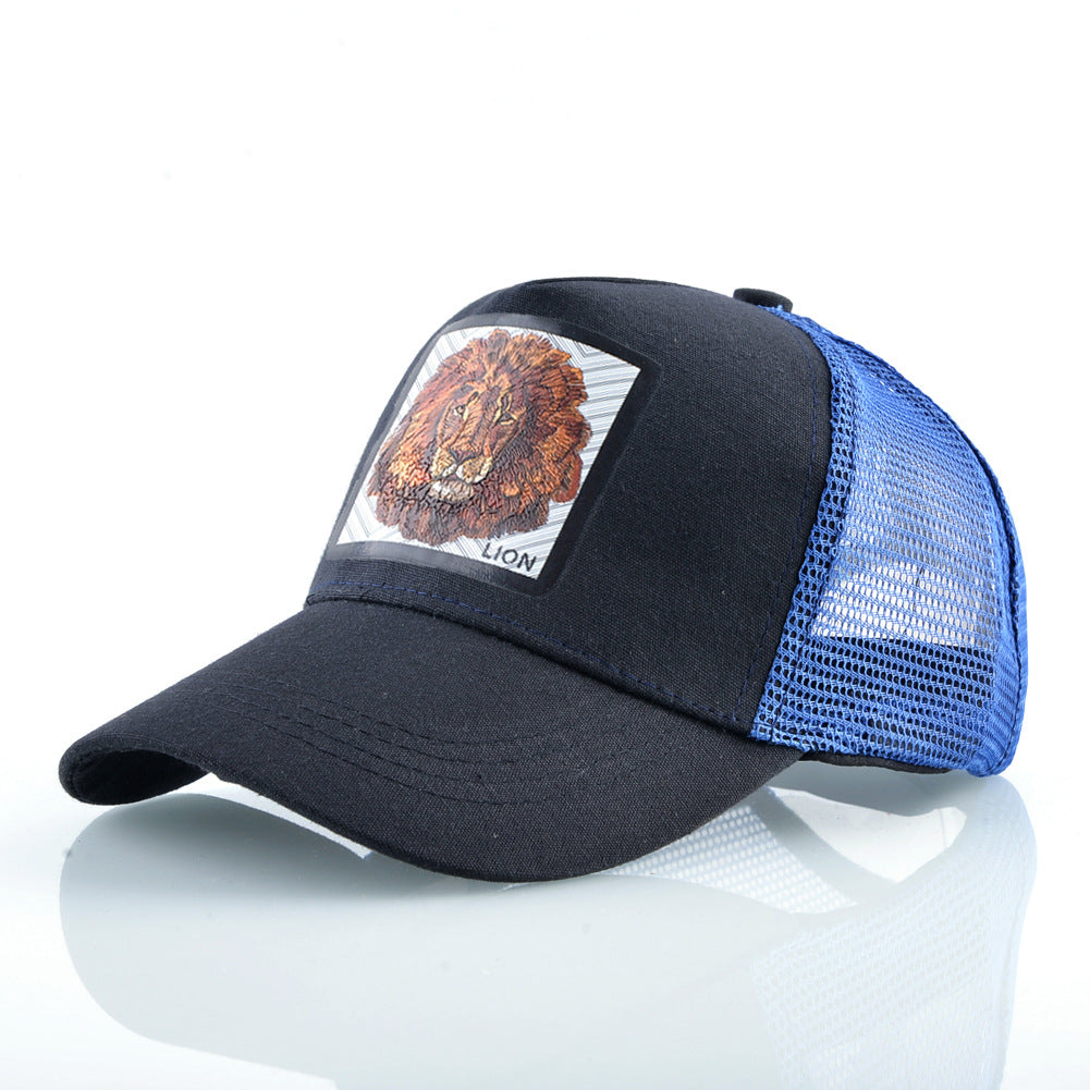 Mesh Lion Pattern Colorblock Baseball Cap