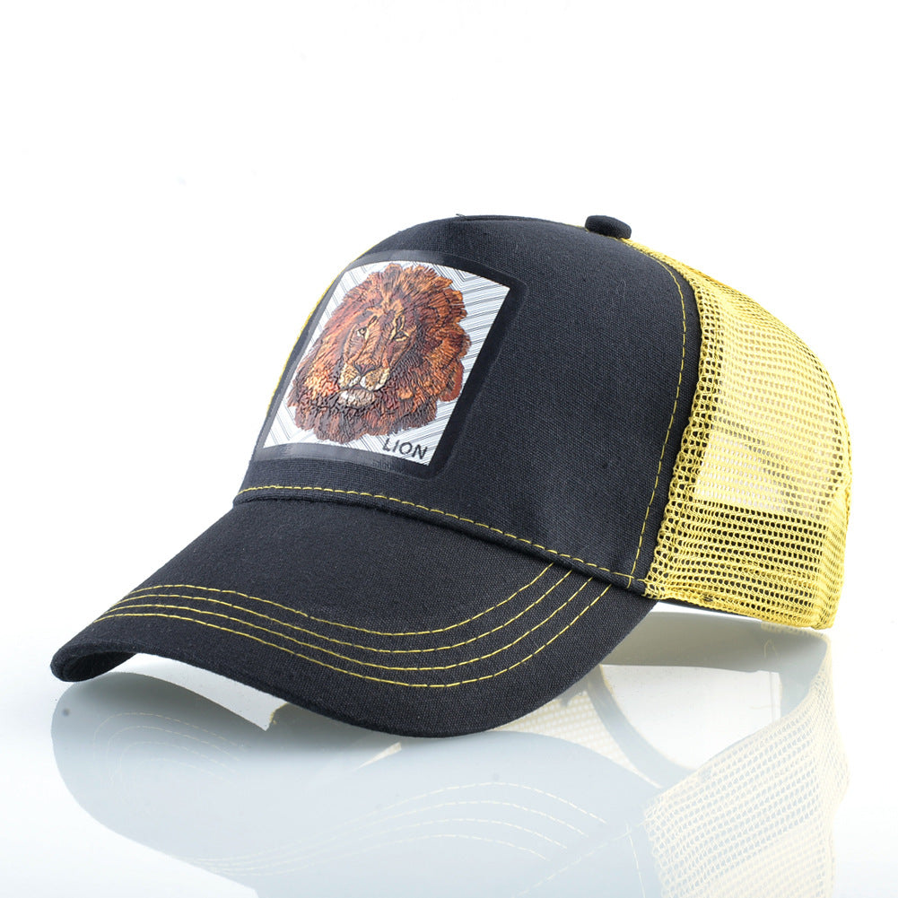 Mesh Lion Pattern Colorblock Baseball Cap