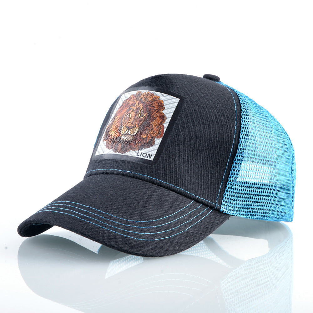 Mesh Lion Pattern Colorblock Baseball Cap