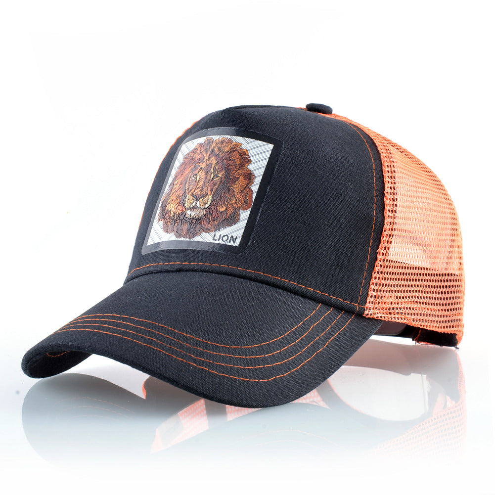 Mesh Lion Pattern Colorblock Baseball Cap