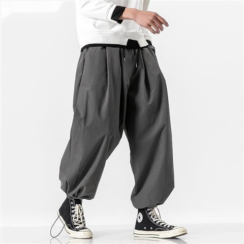 Pantalones japoneses de pierna ancha, pantalones casuales holgados, pantalones de moda con cordón grueso