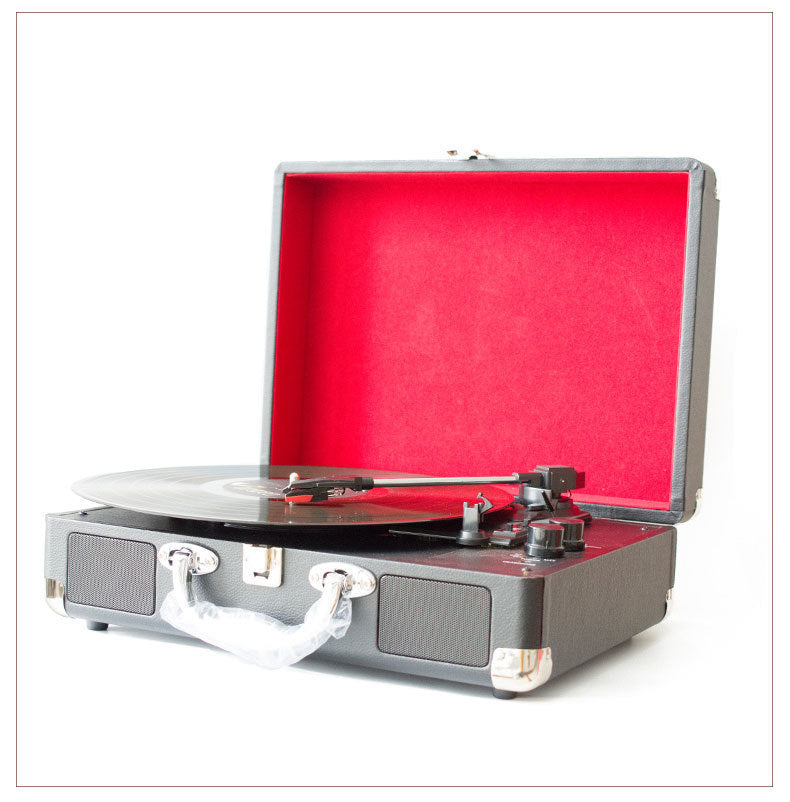 Portable Vinyl Record Player Retro Phonograph Creative Retro Bluetooth Speaker European Style Leather Case Record Player