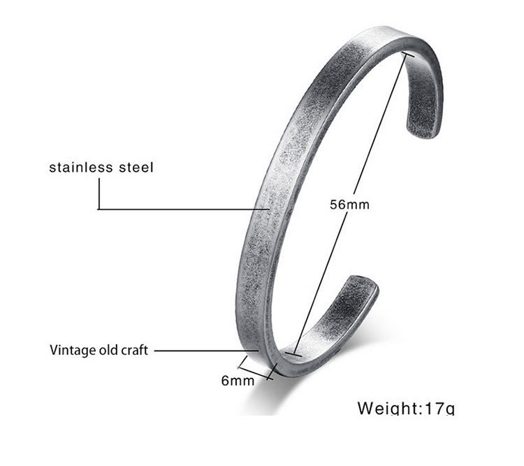 Titanium Steel Vintage Bracelet Viking Style Men And Women European And American Temperament Simple Open Thin Bracelet Bracelet