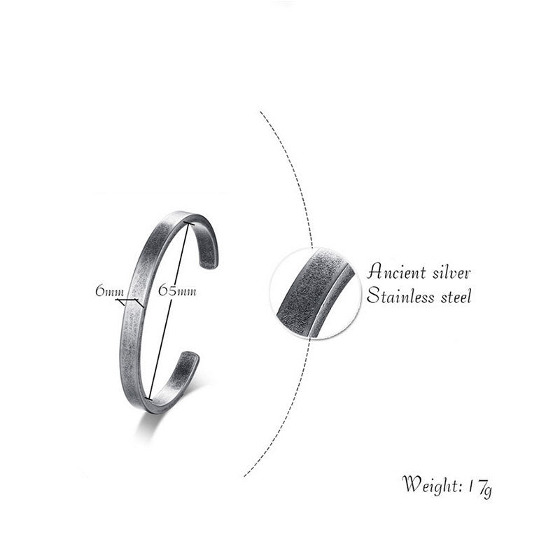 Titanium Steel Vintage Bracelet Viking Style Men And Women European And American Temperament Simple Open Thin Bracelet Bracelet