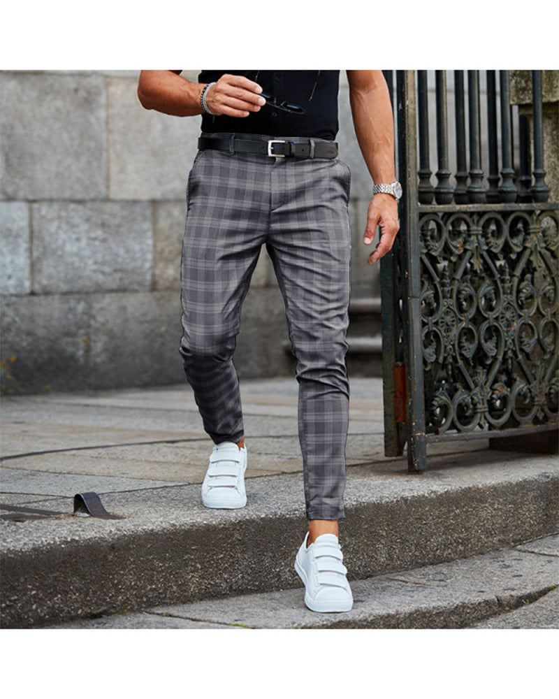 Pantalones casuales a cuadros para hombre