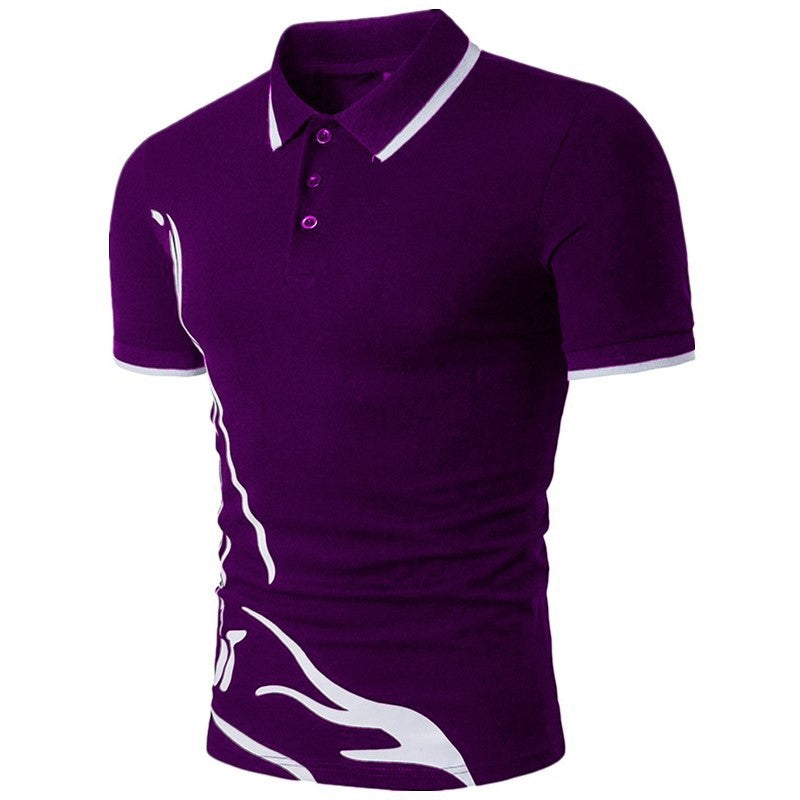 Men's Printed Lapel Polo Shirt Short Sleeves