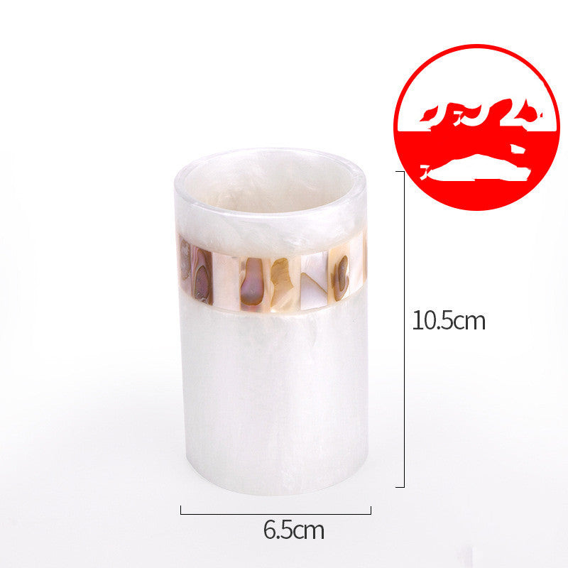 Accesorios de decoración de baño de concha de lujo ligero, soporte para cepillo de dientes, dispensador de jabón, botella de loción, suministros de baño, juego de lavado 5,0