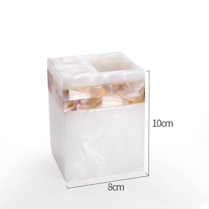 Accesorios de decoración de baño de concha de lujo ligero, soporte para cepillo de dientes, dispensador de jabón, botella de loción, suministros de baño, juego de lavado 5,0