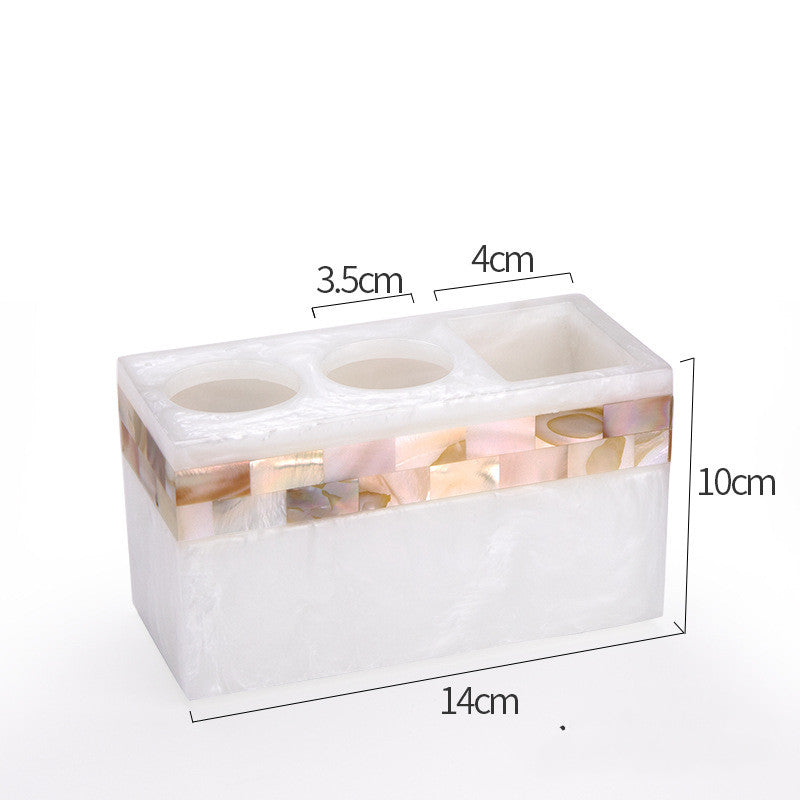 Light Luxury Shell Bathroom Decoration Accessories Toothbrush Holder Soap Dispenser Lotion Bottle Bathroom Supplies Wash Set 5.0