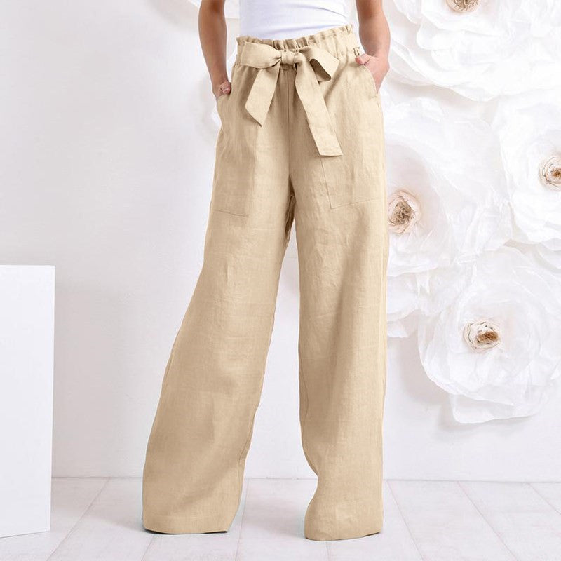 Pantalones de mujer Vintege cintura elástica pantalones largos Pantalones