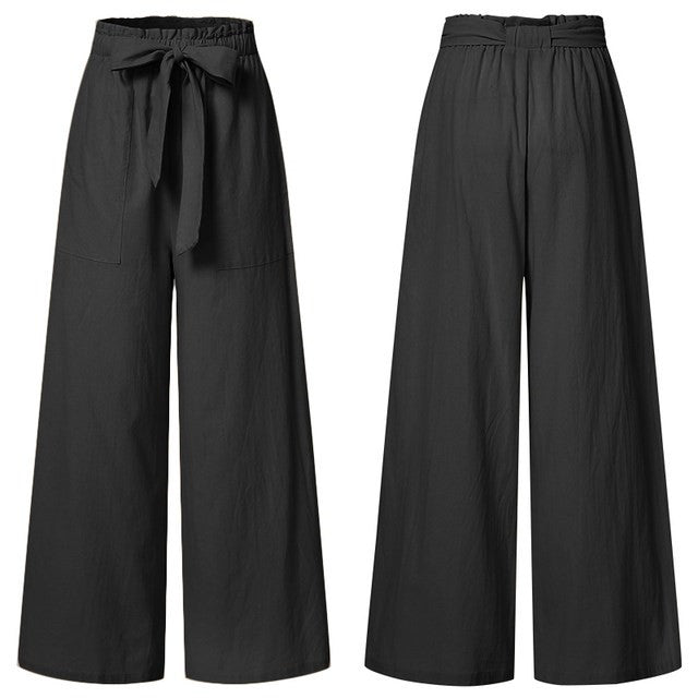 Pantalones de mujer Vintege cintura elástica pantalones largos Pantalones