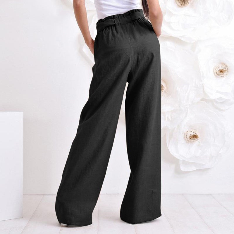 Pantalones de mujer Vintege cintura elástica pantalones largos Pantalones